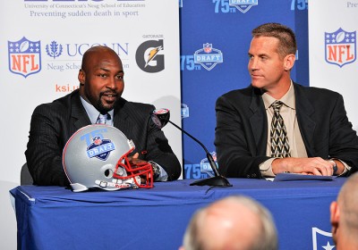 Scottie Graham, left, director of player marketing and engagement for the NFL Players Association, and Scott Paddock, director of sports marketing for Gatorade.