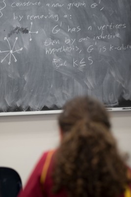 A course in the mathematical field of topology was one of many choices for students in the Neag School of Education’s Mentor Connection summer program. (Peter Morenus/UConn Photo)